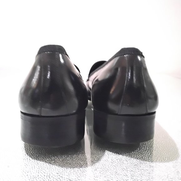 Salvatore Ferragamo Black Leather & Velvety Material Loafers 10.5 M Preowned main image 6